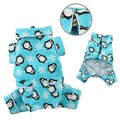 Petpath Penguins & Snowflake Flannel Pajamas With 2 Pockets; Turquoise - Medium PE900577